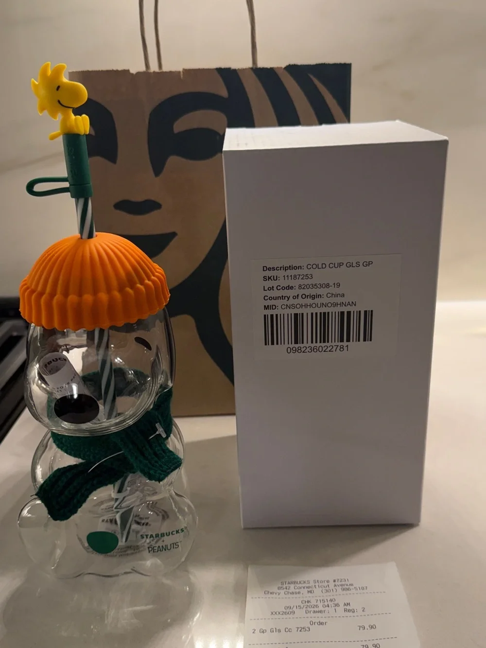 AUTHENTIC — Starbucks Snoopy Glass Cold Cup